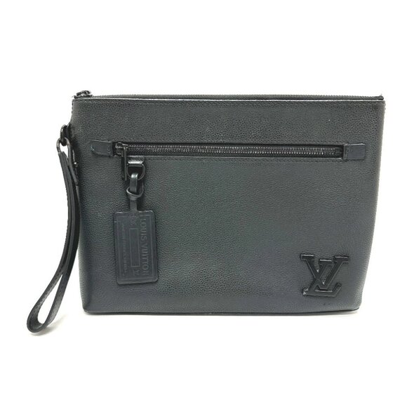 LOUIS VUITTON M69837 LV Aerogram Pochette IPAD Clutch bag Grain leather Black - Picture 1 of 16